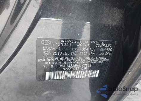 2021 Hyundai Sonata Sel from USA, damaged, VIN KMHL14JA6MA147346